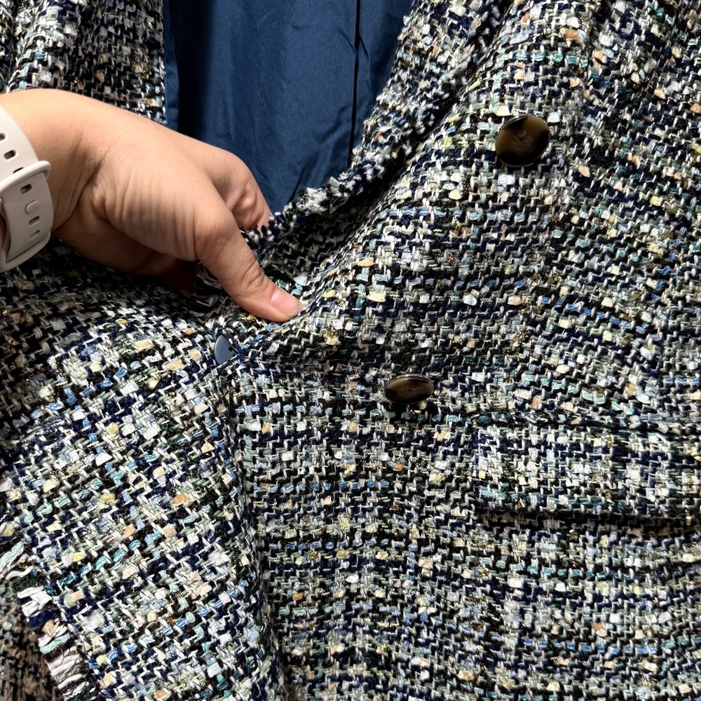 Ann Taylor Tweed Blazer in Black, White & Blue - Picture 14 of 15
